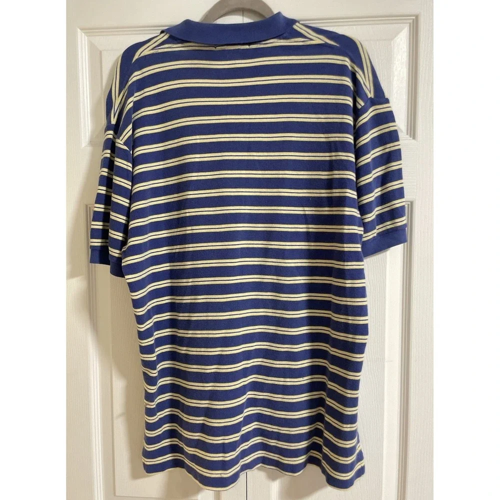 vintage polo ralph lauren Polo Shirt Mens M Yellow Blue Stripped‎ Cotton Classic